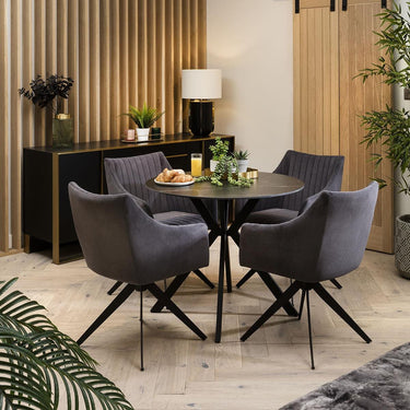 Quatropi Quatropi Small Round Black Ceramic 4 Seater Modern Dining Set