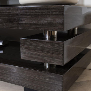 Quatropi Quatropi Small TV Stand 120cm Dark Brown Smoked Oak Gloss - AV Shelf, 34cm Tall