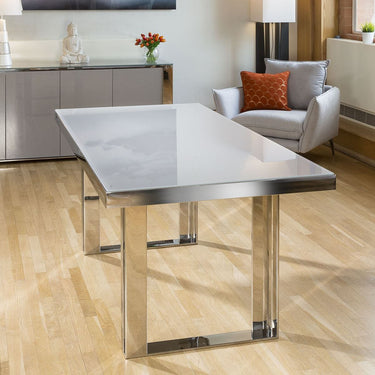 Quatropi Quatropi Sophie Modern Grey Glass Top Large Dining Table 1.8mtr