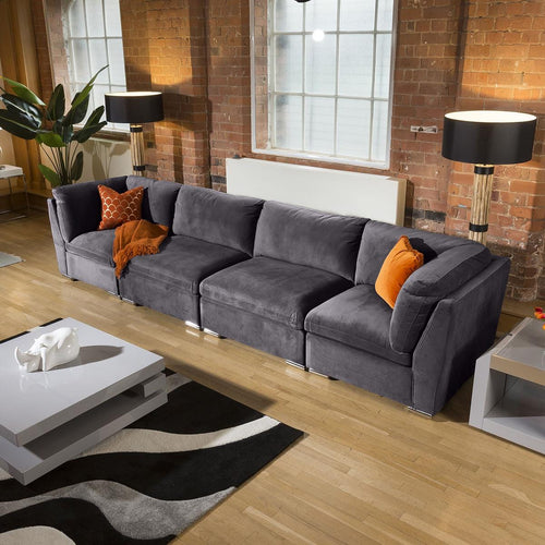 Quatropi Super Comfy Mikey Sofa Dark Grey 4 Seater Settee 1