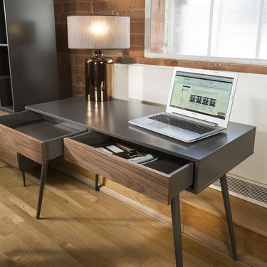 Quatropi Quatropi Tembie Desk / Console Table Rich Walnut / Grey 2 Drawers