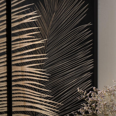 Quatropi Quatropi Wall Art - Hand Carved Black Wood Wall Decor Panels - 180x150cm
