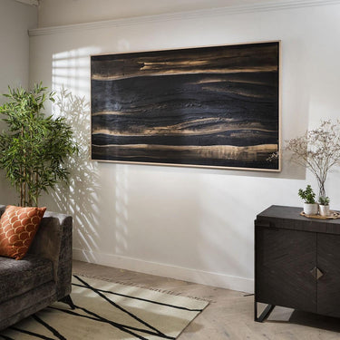 Quatropi Quatropi Wall Art - Large Hand Painted Black & Gold Wall Decor - 200x110cm
