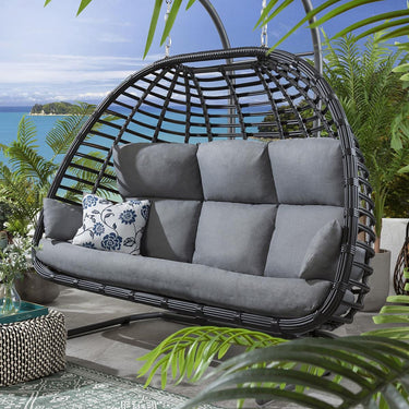 Quatropi Quatropi XL Garden Hanging Hammock Chair - Grey Outdoor Bamboo Rattan