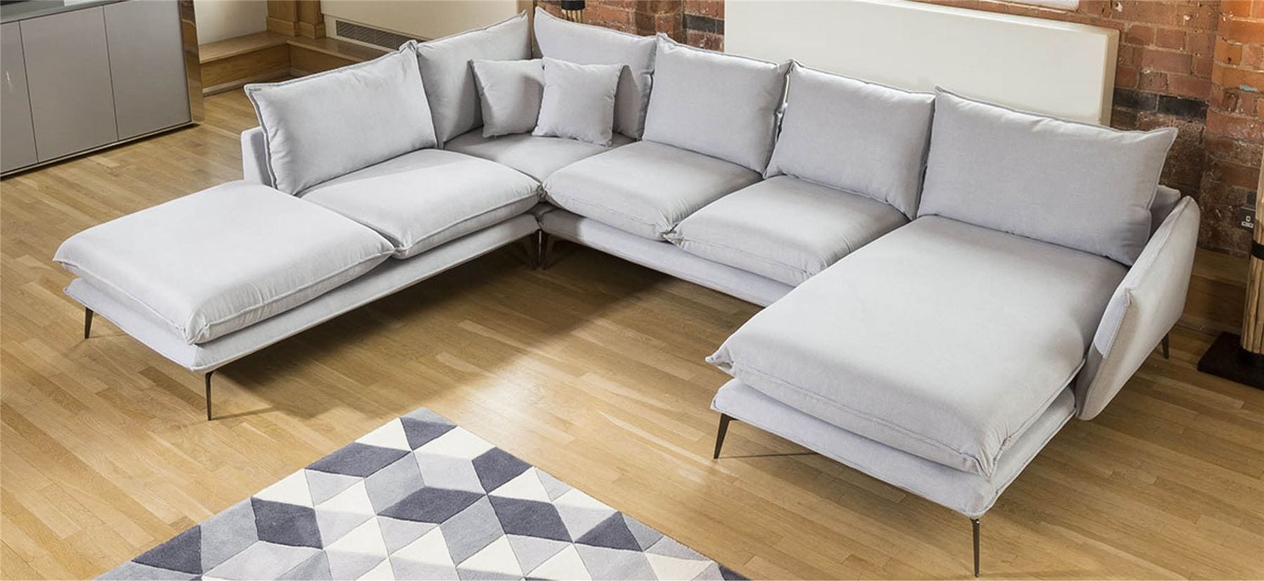 Quatropi Rachel Huge Modern U Shape Designer Modular Sofa Many Fabrics 3.3 x 2.55m