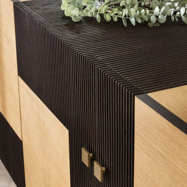 Quatropi Retro Modern 4 Door Sideboard Buffet Cabinet Brown Natural Wood 200cm