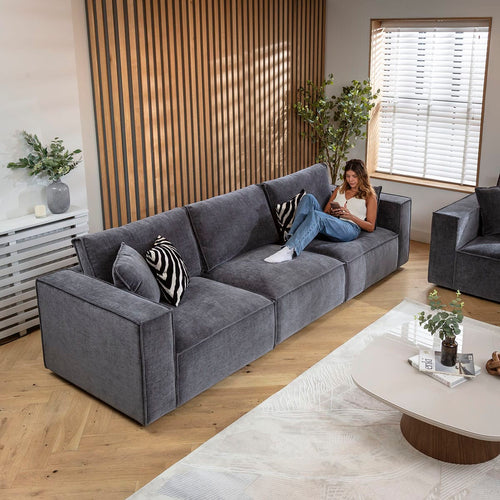Rupert Modern 3 Seater Sofa Storm Grey 309x98cm 1