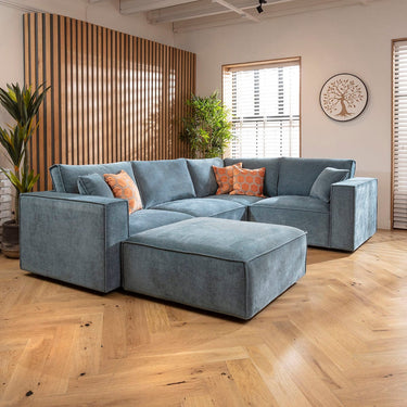 Quatropi Rupert Footstool Section Aqua Blue 98x98cm