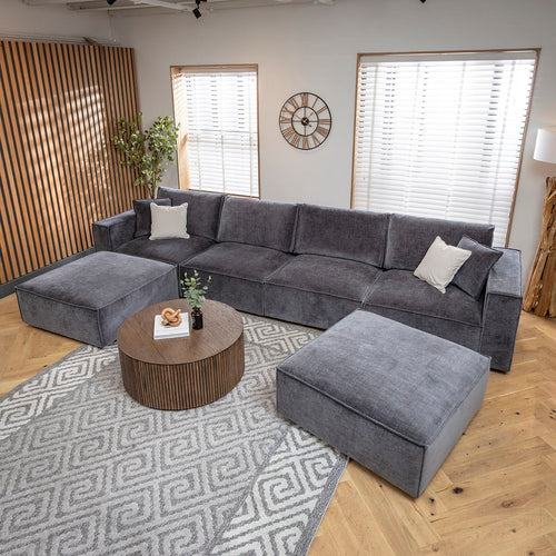 Rupert Large Modern 4 Seater Modular Chaise Sofa Settee Storm Grey 398x196cm 7