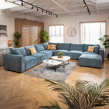 Quatropi Rupert Large 7 Seater Modular Corner Sofa Aqua Blue 386x386cm 17