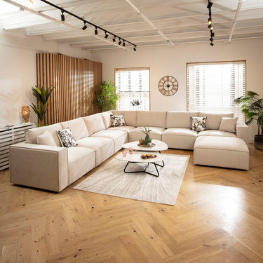 Quatropi Rupert Large 7 Seater Modular Corner Sofa Natural 386x386cm 17