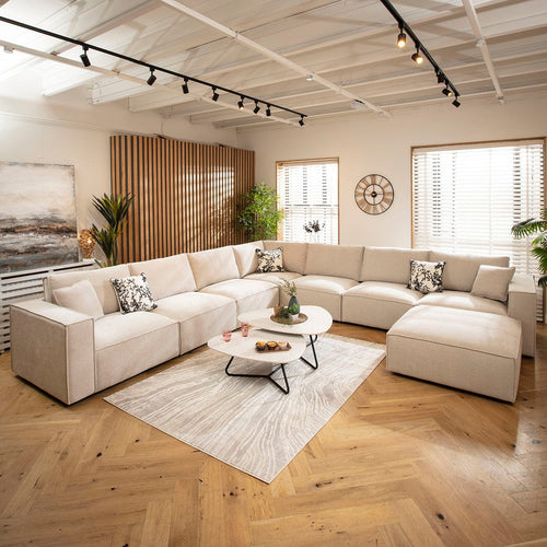 Rupert Large 7 Seater Modular Corner Sofa Natural 386x386cm 17