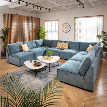 Quatropi Rupert Large 8 Seater Modular U-Shape Corner Sofa Aqua Blue 374x276cm 18