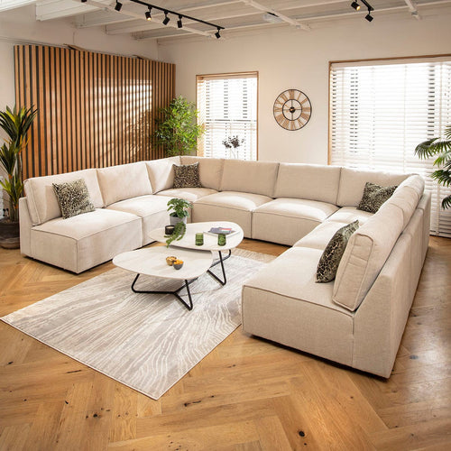 Rupert Large 8 Seater Modular U-Shape Corner Sofa Natural 374x276cm 18