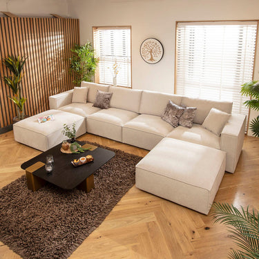 Quatropi Rupert Large Modern 4 Seater Modular Chaise Sofa Settee Natural 398x196cm 7