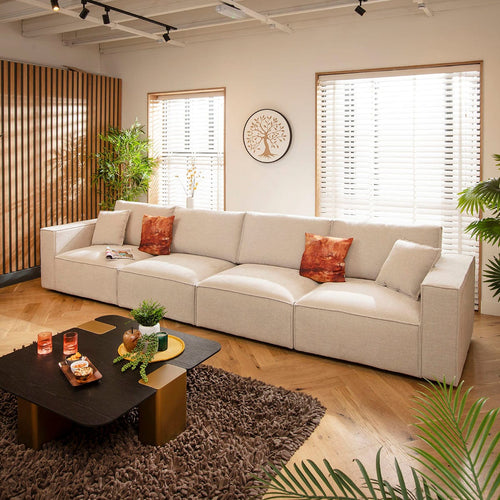 Rupert Large Modern 4 Seater Modular Sofa Settee Natural 398x98cm 16