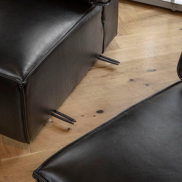 Quatropi Rupert Leather Corner Modular Sofa Section Carbon 98x98cm