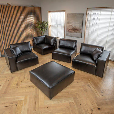 Quatropi Rupert Leather Corner Modular Sofa Section Carbon 98x98cm