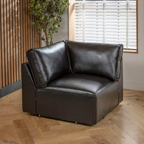 Rupert Leather Corner Modular Sofa Section Carbon 98x98cm
