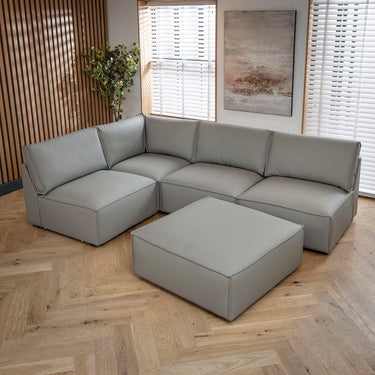 Quatropi Rupert Leather Corner Modular Sofa Section Elephant 98x98cm