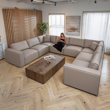 Quatropi Rupert Leather Corner Modular Sofa Section Mushroom 98x98cm