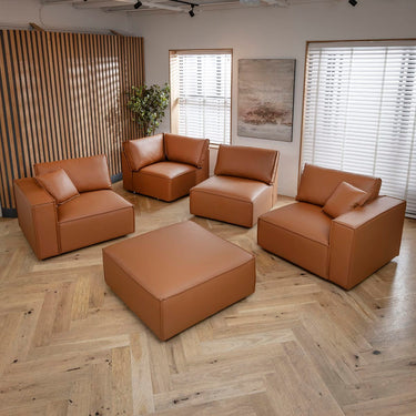 Quatropi Rupert Leather Corner Modular Sofa Section Tuscan 98x98cm