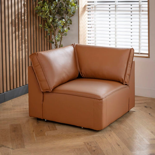 Rupert Leather Corner Modular Sofa Section Tuscan 98x98cm