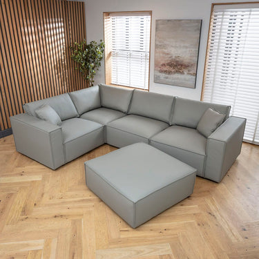 Quatropi Rupert Leather Footstool Section Elephant 98x98cm