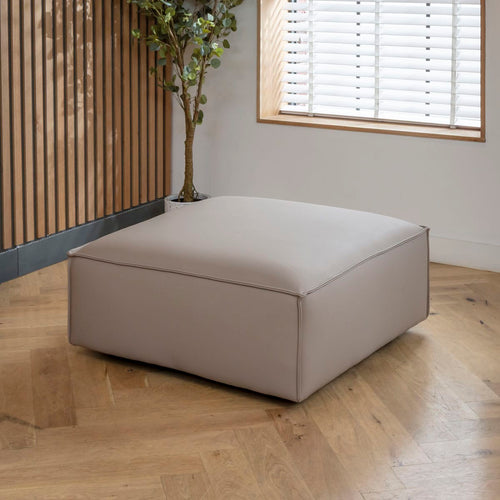 Rupert Leather Footstool Section Mushroom 98x98cm