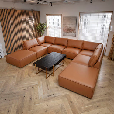 Quatropi Rupert Leather Footstool Section Tuscan 98x98cm