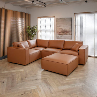 Quatropi Rupert Leather Footstool Section Tuscan 98x98cm