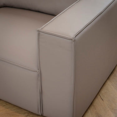 Quatropi Rupert Leather Left-Hand Armed Modular Sofa Section Mushroom 110x98cm