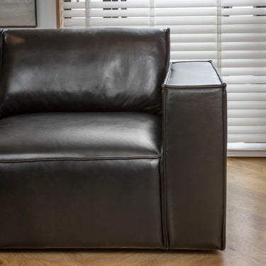 Quatropi Rupert Leather Right-Hand Armed Modular Sofa Section Carbon 110x98cm