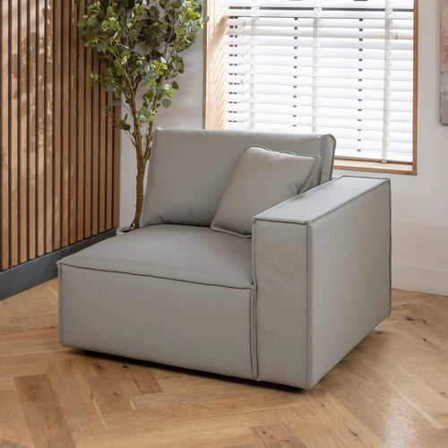 Rupert Leather Right-Hand Armed Modular Sofa Section Elephant 110x98cm