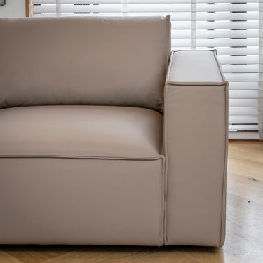 Quatropi Rupert Leather Right-Hand Armed Modular Sofa Section Mushroom 110x98cm