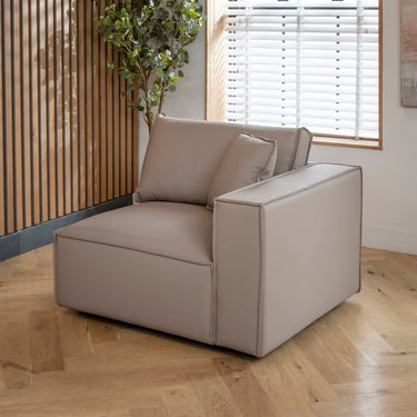 Quatropi Rupert Leather Right-Hand Armed Modular Sofa Section Mushroom 110x98cm