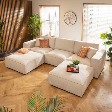 Quatropi Rupert Modern 3 Seater Modular U-Shape Chaise Sofa Natural 309x196cm 4