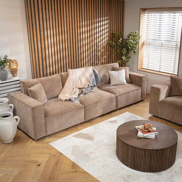 Quatropi Rupert Modern 3 Seater Sofa Beige 309x98cm