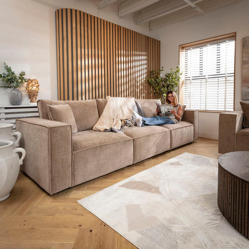 Rupert Modern 3 Seater Sofa Fawn Beige 309x98cm 1