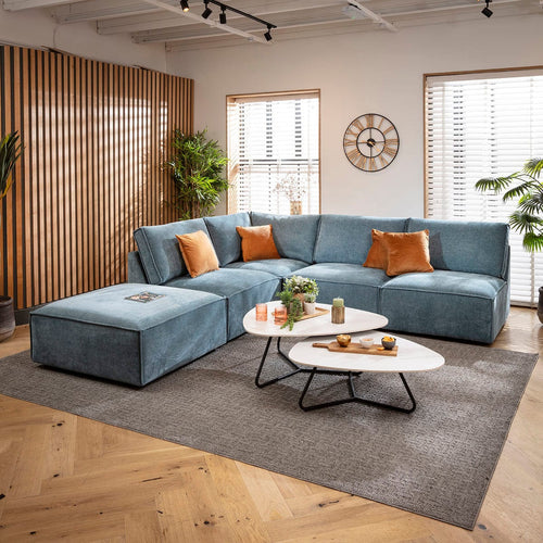 Rupert Modern 4 Seater Modular Corner Sofa Aqua Blue 276x285cm 20