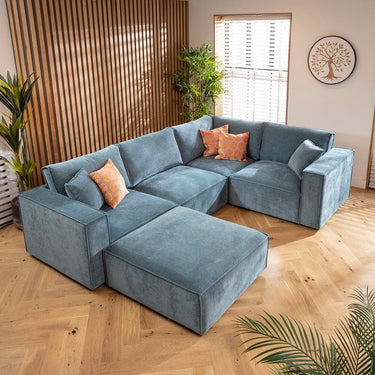 Quatropi Rupert Modern 4 Seater Modular Corner Sofa Aqua Blue 306x208cm 5