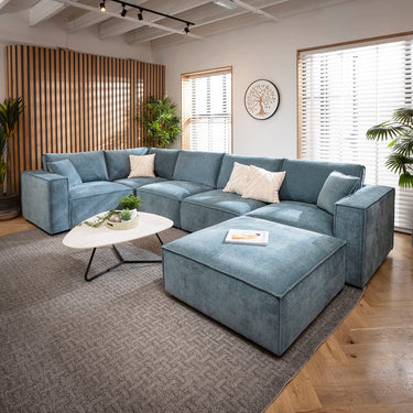 Quatropi Rupert Modern 5 Seater Modular Corner Sofa Aqua Blue 374x208cm 8