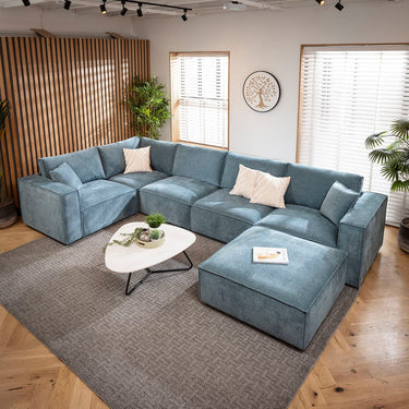 Quatropi Rupert Modern 5 Seater Modular Corner Sofa Aqua Blue 374x208cm 8