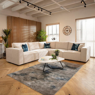 Quatropi Rupert Modern 5 Seater Modular Corner Sofa Natural 297x297cm 14