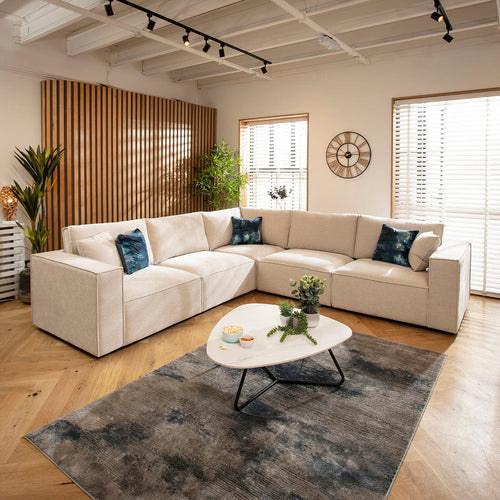 Rupert Modern 5 Seater Modular Corner Sofa Natural 297x297cm 14