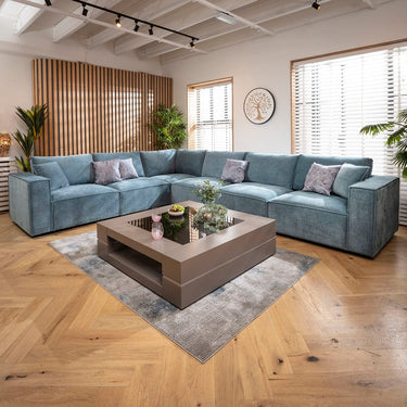 Quatropi Rupert Modern 6 Seater Modular Corner Sofa Aqua Blue 386x297cm 15