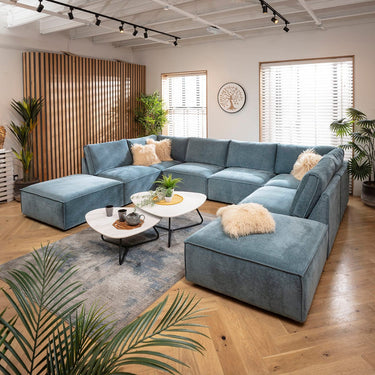 Quatropi Rupert Modern 6 Seater Modular U-Shape Chaise Sofa Aqua Blue 374x285cm 10