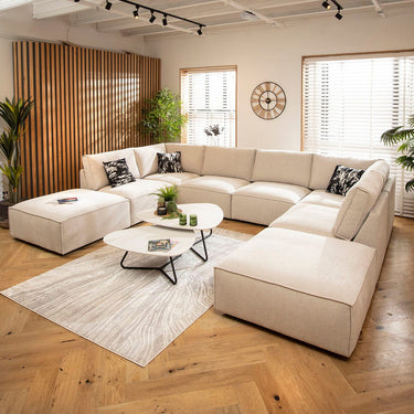 Quatropi Rupert Modern 6 Seater Modular U-Shape Chaise Sofa Natural 374x285cm 10