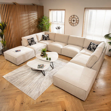 Quatropi Rupert Modern 6 Seater Modular U-Shape Chaise Sofa Natural 374x285cm 10