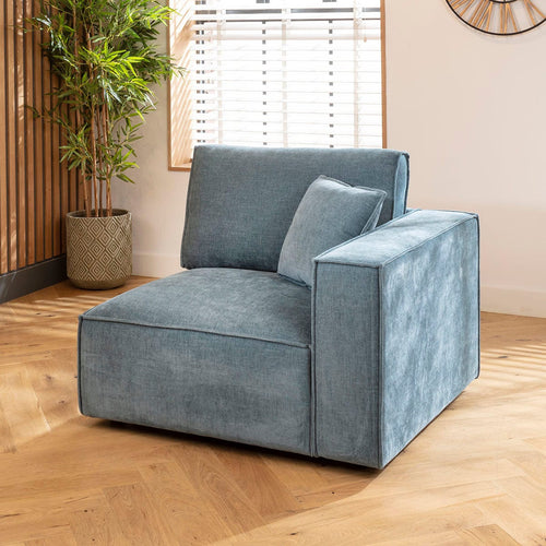 Rupert Right-Hand Armed Modular Sofa Section Aqua Blue 110x98cm